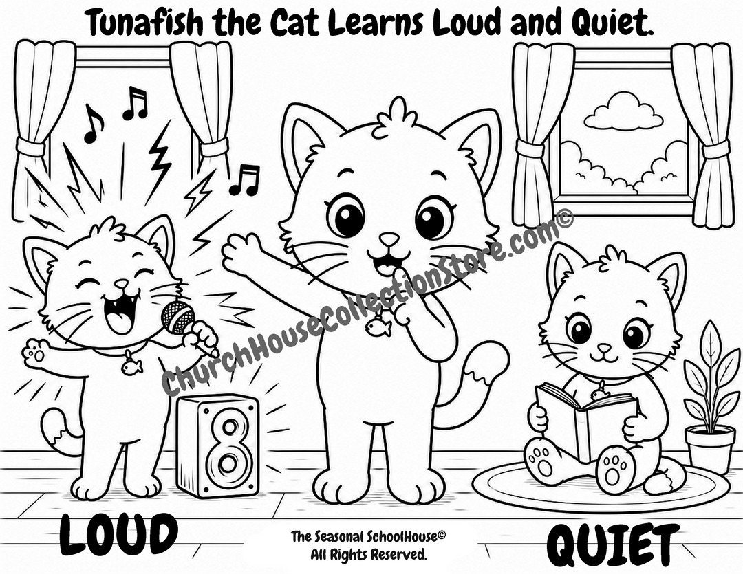 Tunafish the Cat Learns Loud and Quiet Coloring Page

Help your little learner discover the opposites loud and quiet with this adorable Tunafish the Cat coloring page! In this printable preschool activity, children can color Tunafish while learning to identify and compare loud and quiet using two simple illustrations that make opposite concepts easy to understand.