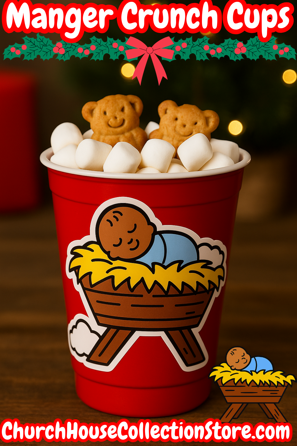 Baby Jesus in the Manger Sticker Template – Christmas Snack Cup Printable