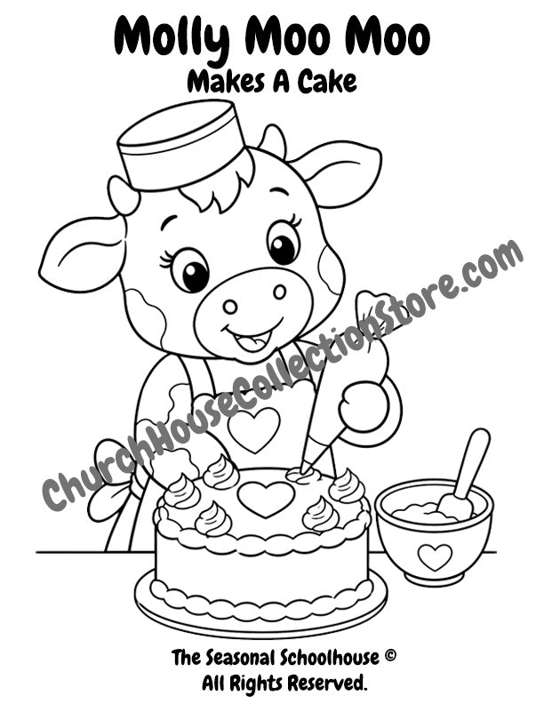 Molly Moo Moo Makes a Cake Coloring Page