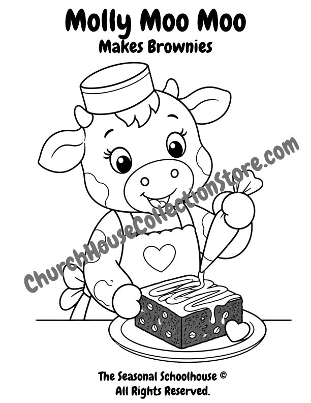 Molly Moo Moo Makes Brownies Coloring Page