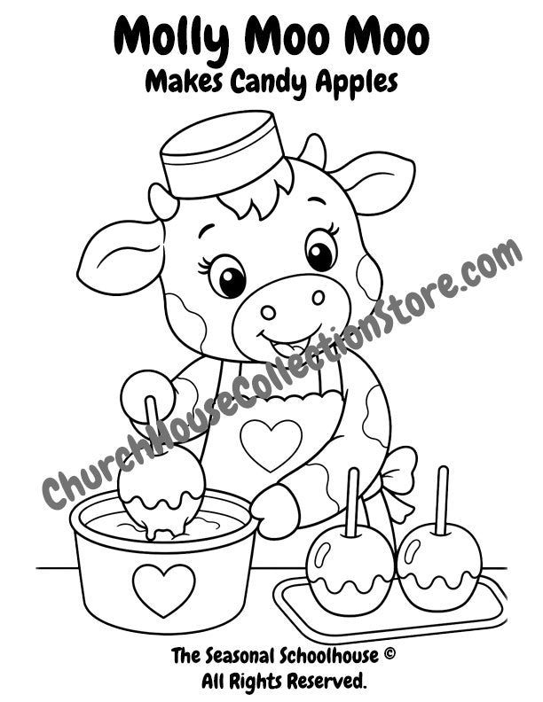 Molly Moo Moo Makes Candy Apples Coloring Page