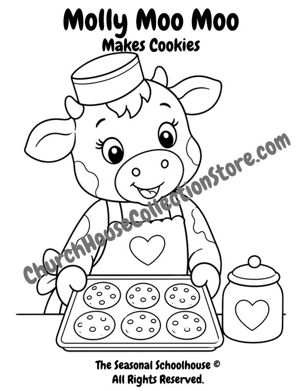 Molly Moo Moo Makes Cookies Coloring Page