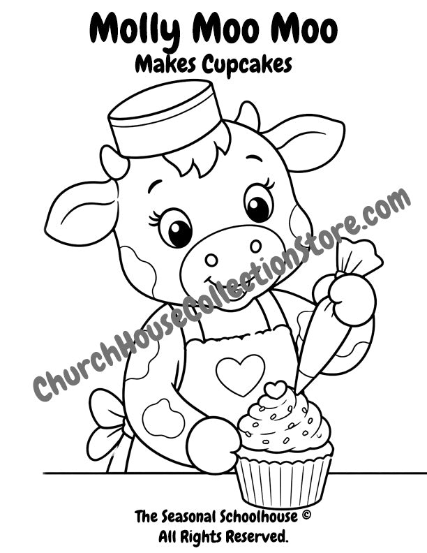 Molly Moo Moo Makes Cupcakes Coloring Page