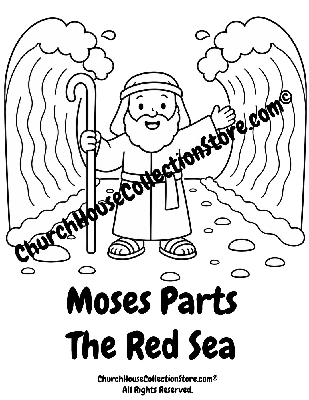 Moses Parts The Red Sea Coloring Page