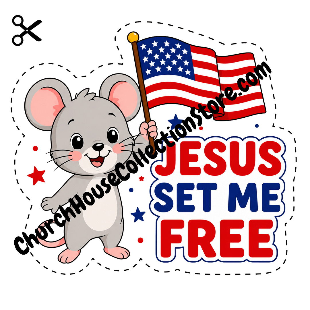 Jesus Set Me Free Mouse Craft – Fourth of July Bible Craft Cutout for Preschool and Toddlers