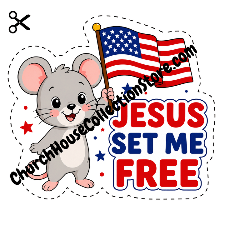 Jesus Set Me Free Mouse Craft – Fourth of July Bible Craft Cutout for Preschool and Toddlers