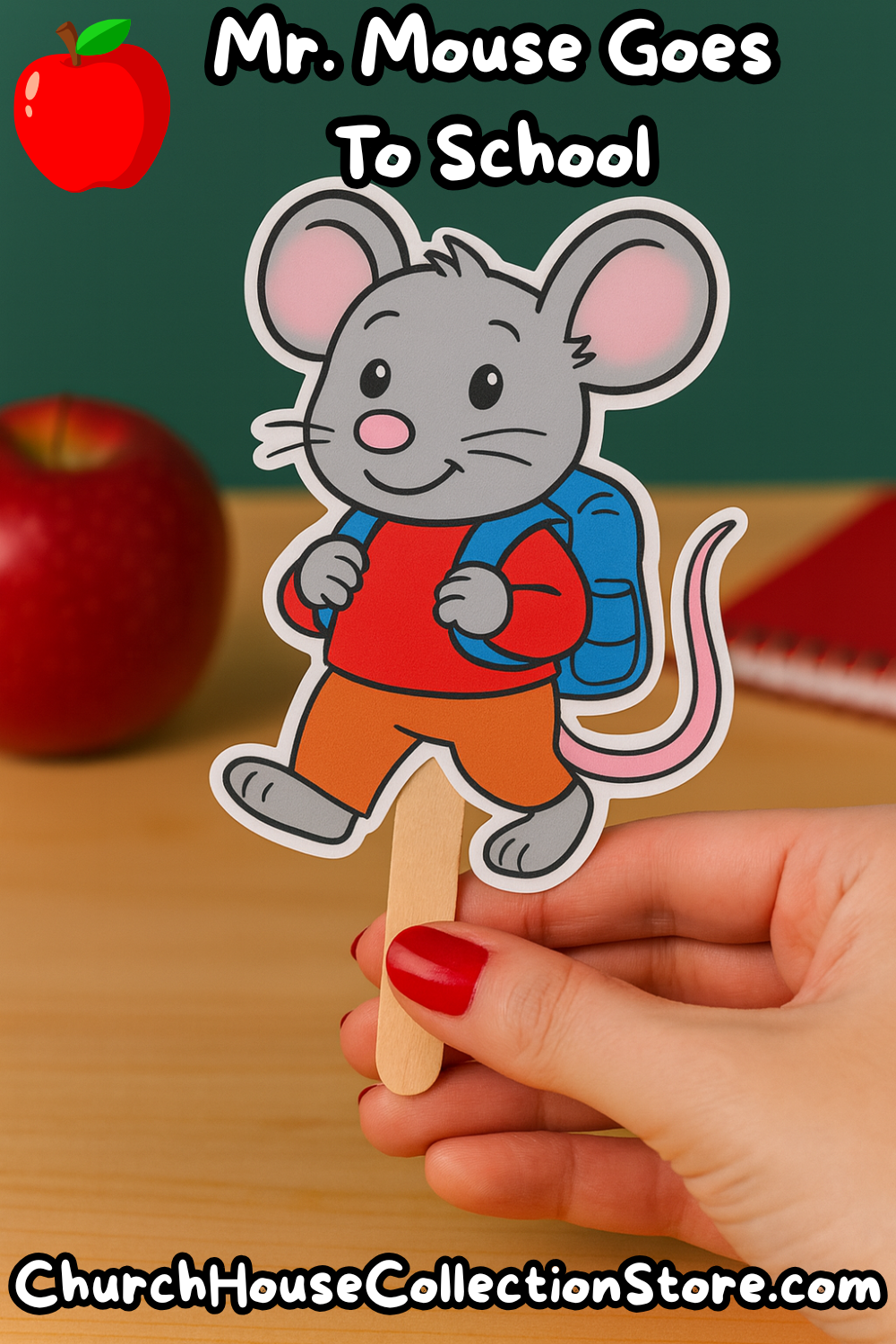 Mr. Mouse Goes to School – Free Printable Popsicle Stick Craft for Preschool by ChurchHouseCollectionStore.com The Everyday Schoolhouse