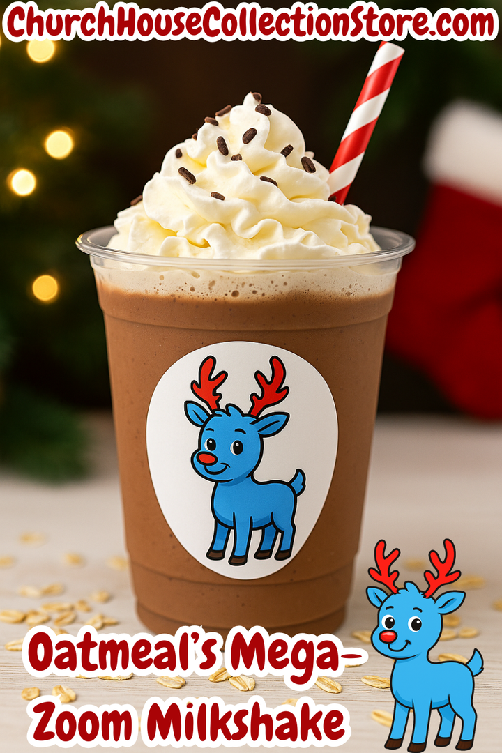 Oatmeal The Blue Reindeer | Christmas Sticker Template