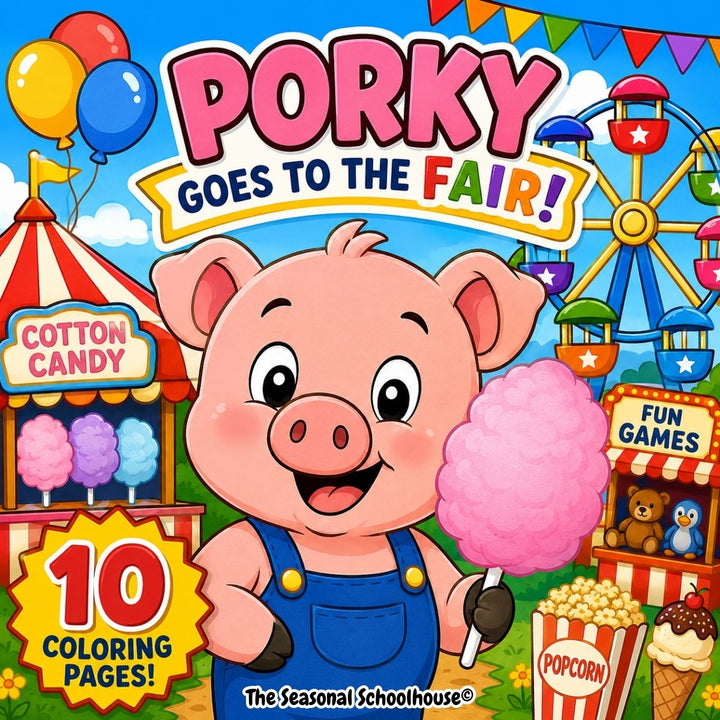 10 Porky Goes To The Fair Coloring Pages Bundle by The Seasonal Schoolhouse
