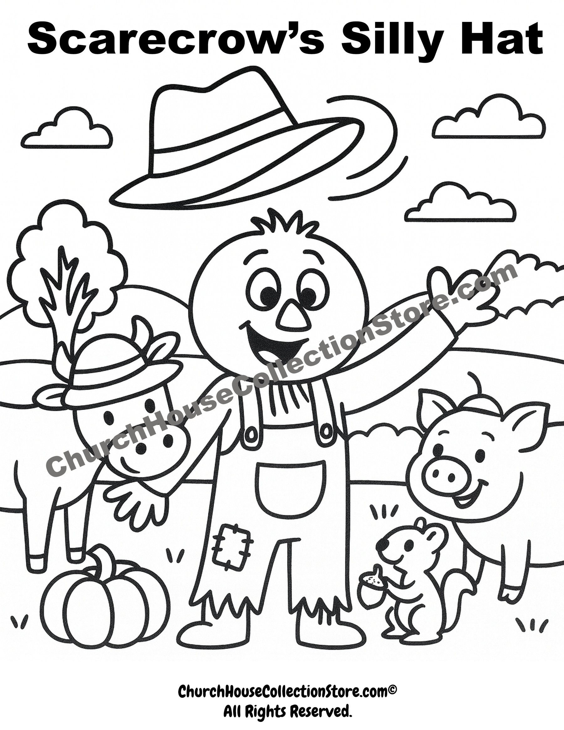 Scarecrow???s Silly Hat Coloring Page ??? Free Preschool Fall Printable ...