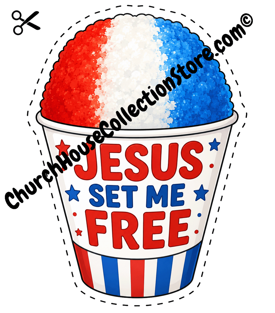 Jesus Set Me Free Snow Cone Craft – Fourth of July Bible Craft Cutout for Preschool and Toddlers