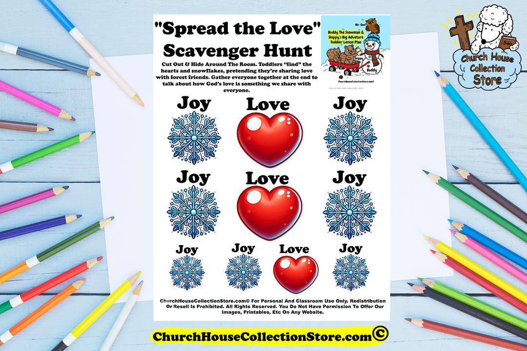 Buddy The Snowman & Skippy's Big Adventure Toddler Sunday School Lesson Plan Printable Scavenger Hunt by ChurchHouseCollectionStore.com