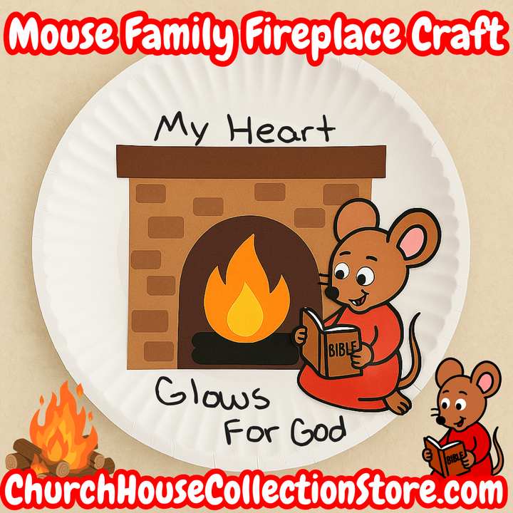 Mouse Family Fireplace Craft – The Mouse Family’s Christmas Glow by ChurchHouseCollectionStore.com. Paper Plate Sunday School Bible Craft.