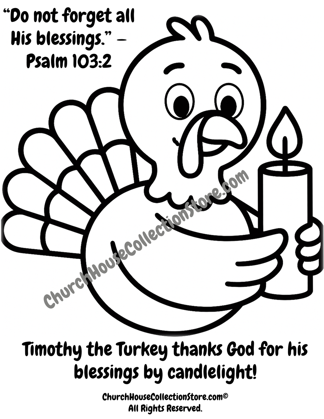 The Turkey Who Counted Blessings by Candlelight Coloring Page by ChurchHouseCollectionStore.com Thanksgiving Printable Coloring Sheets