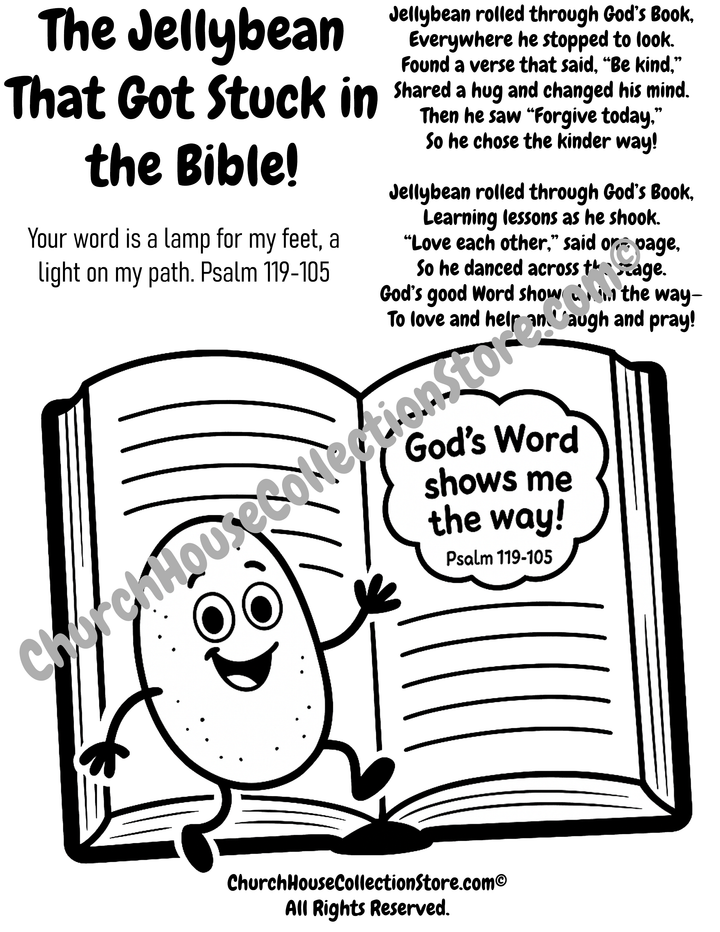 The Jellybean That Got Stuck In The Bible Coloring Page by ChurchHouseCollectionStore.com