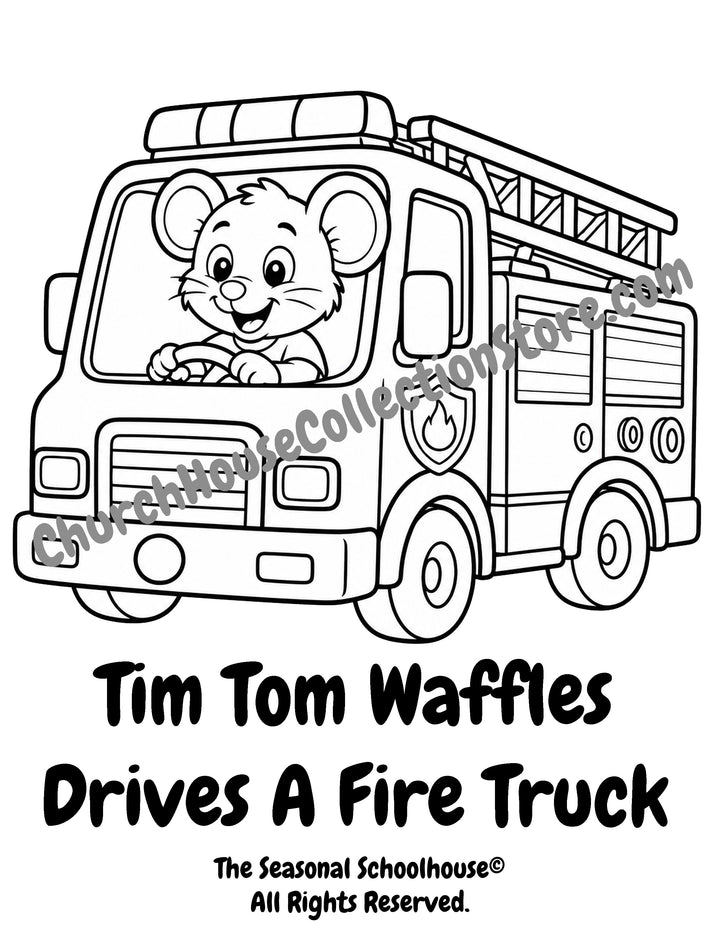 10  My First Vehicles with Tim Tom Waffles Coloring Pages Bundle