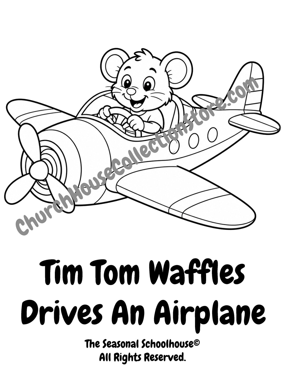 Tim Tom Waffles flying an airplane coloring page preschool vehicle printable
