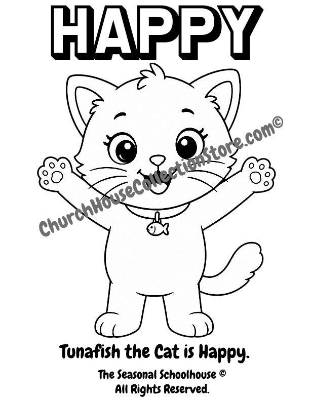 Tunafish the Cat Feels Happy Coloring Page

Help your little learner explore the emotion of happiness with this adorable Tunafish the Cat coloring page! In this printable social emotional learning activity, children can color Tunafish while learning to recognize and talk about happy feelings.