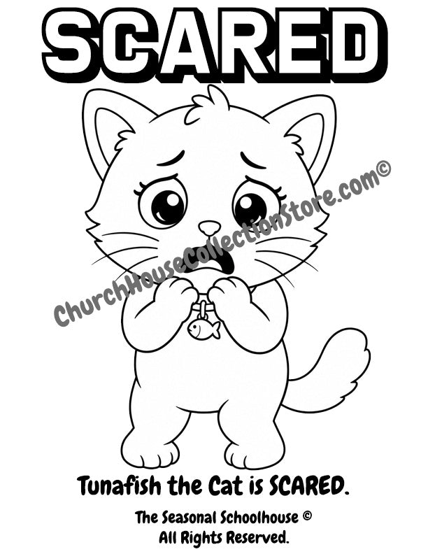 Tunafish the Cat Feels Scared Coloring Page

Help your little learner explore the emotion of feeling scared with this adorable Tunafish the Cat coloring page! In this printable social emotional learning activity, children can color Tunafish while learning to recognize and talk about scared feelings.