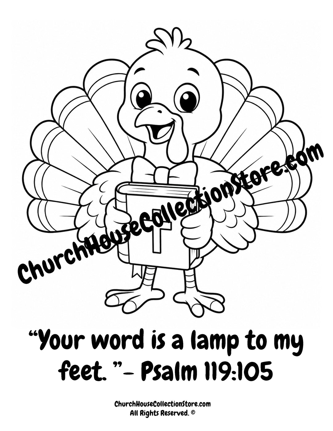 Turkey Your Word Is a Lamp printable Christian Bible coloring page for preschool, kindergarten, homeschool, and Sunday School.