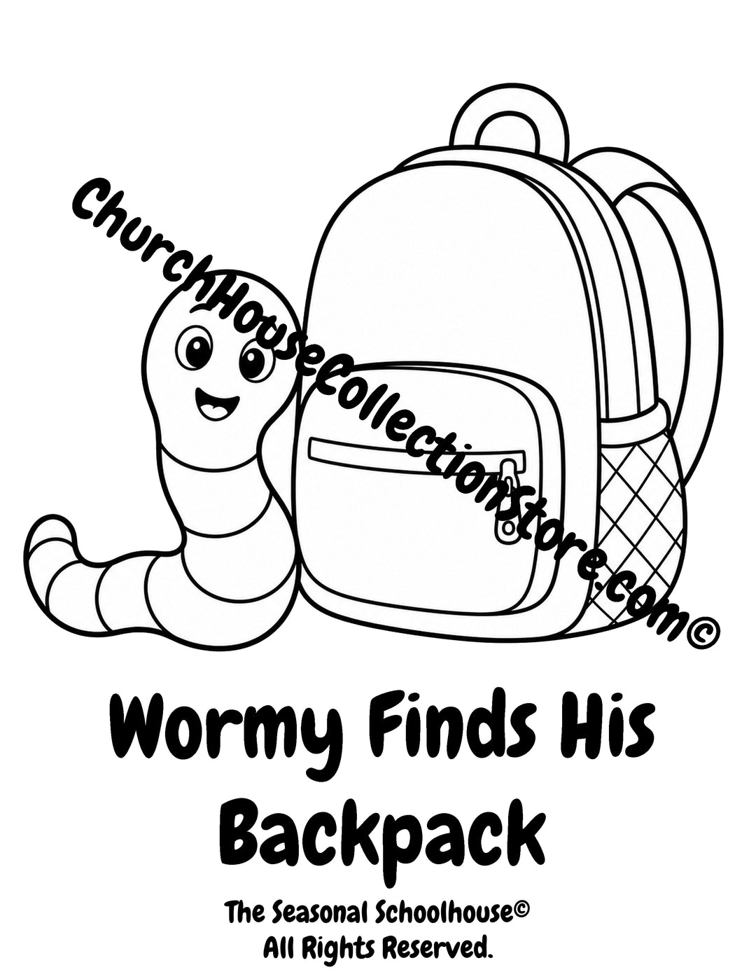 Wormy Finds His Backpack Coloring Page