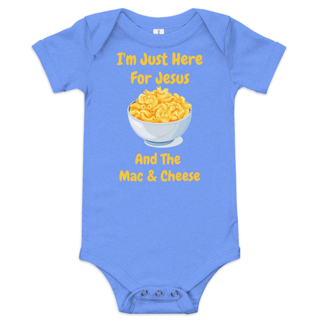 I'm Just Here For Jesus And The Mac & Cheese Christian Baby One Piece