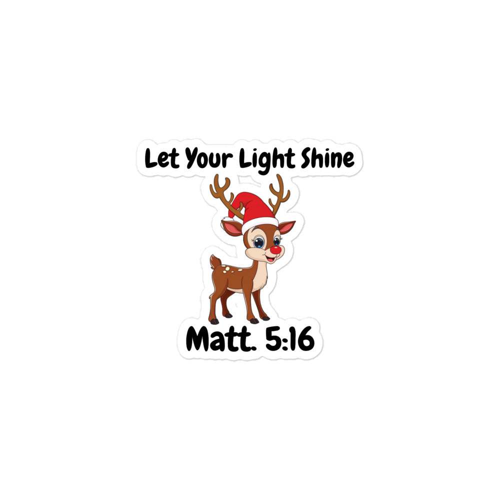 Let Your Light Shine Reindeer Christmas Matt. 5:16 Sticker