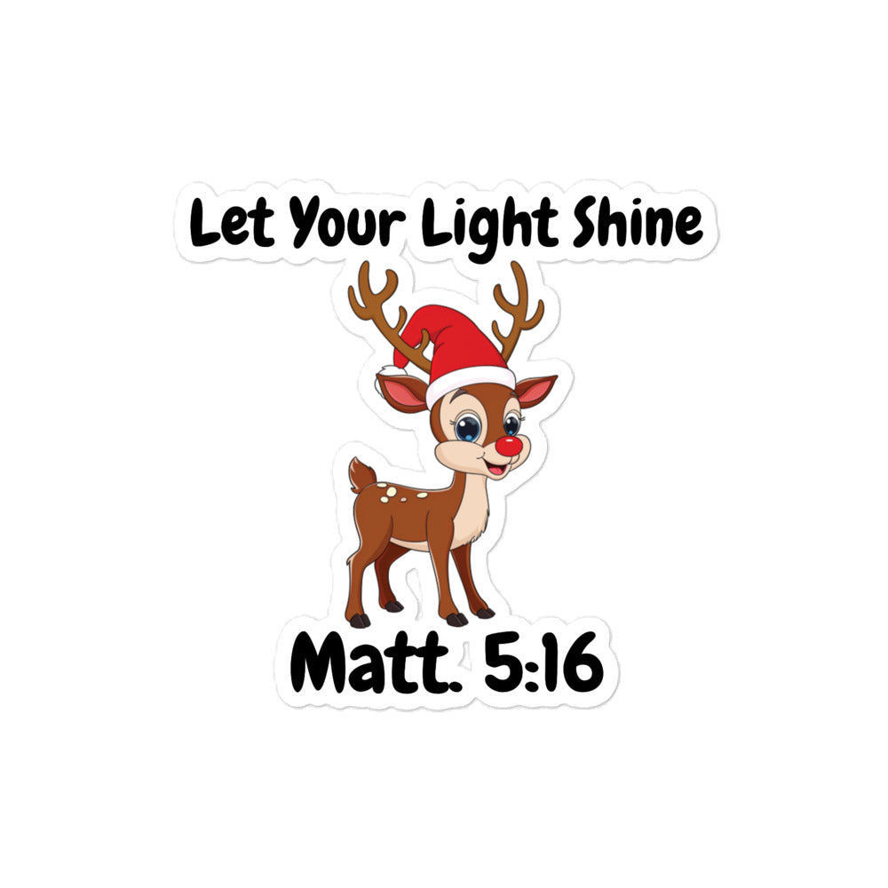 Let Your Light Shine Reindeer Christmas Matt. 5:16 Sticker