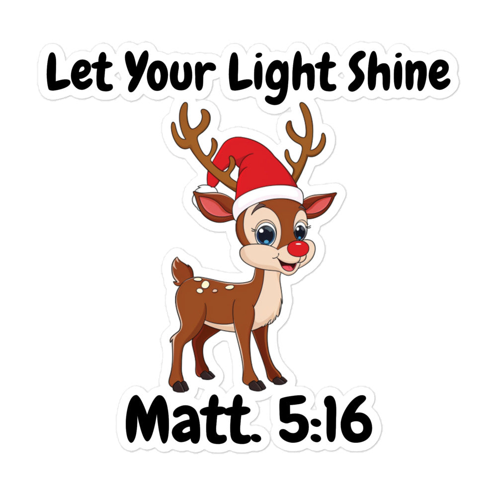 Let Your Light Shine Reindeer Christmas Matt. 5:16 Sticker