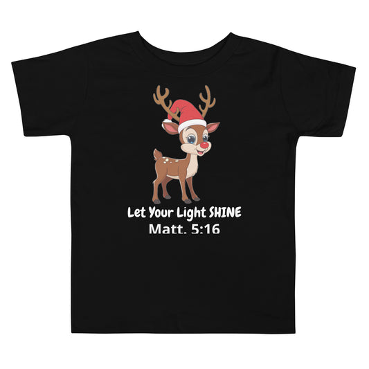 Let Your Light Shine Reindeer Christmas Christian Toddler T-Shirt