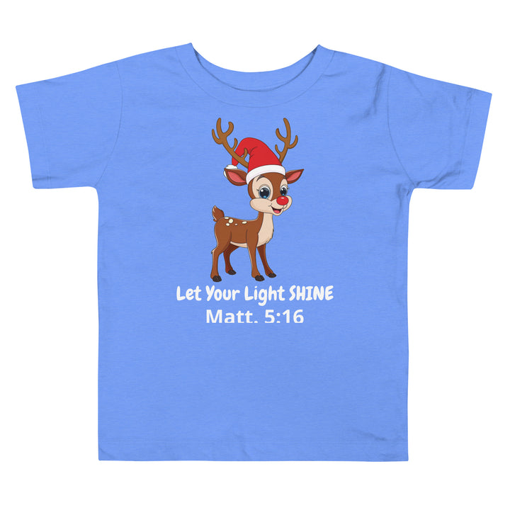 Let Your Light Shine Reindeer Christmas Christian Toddler T-Shirt