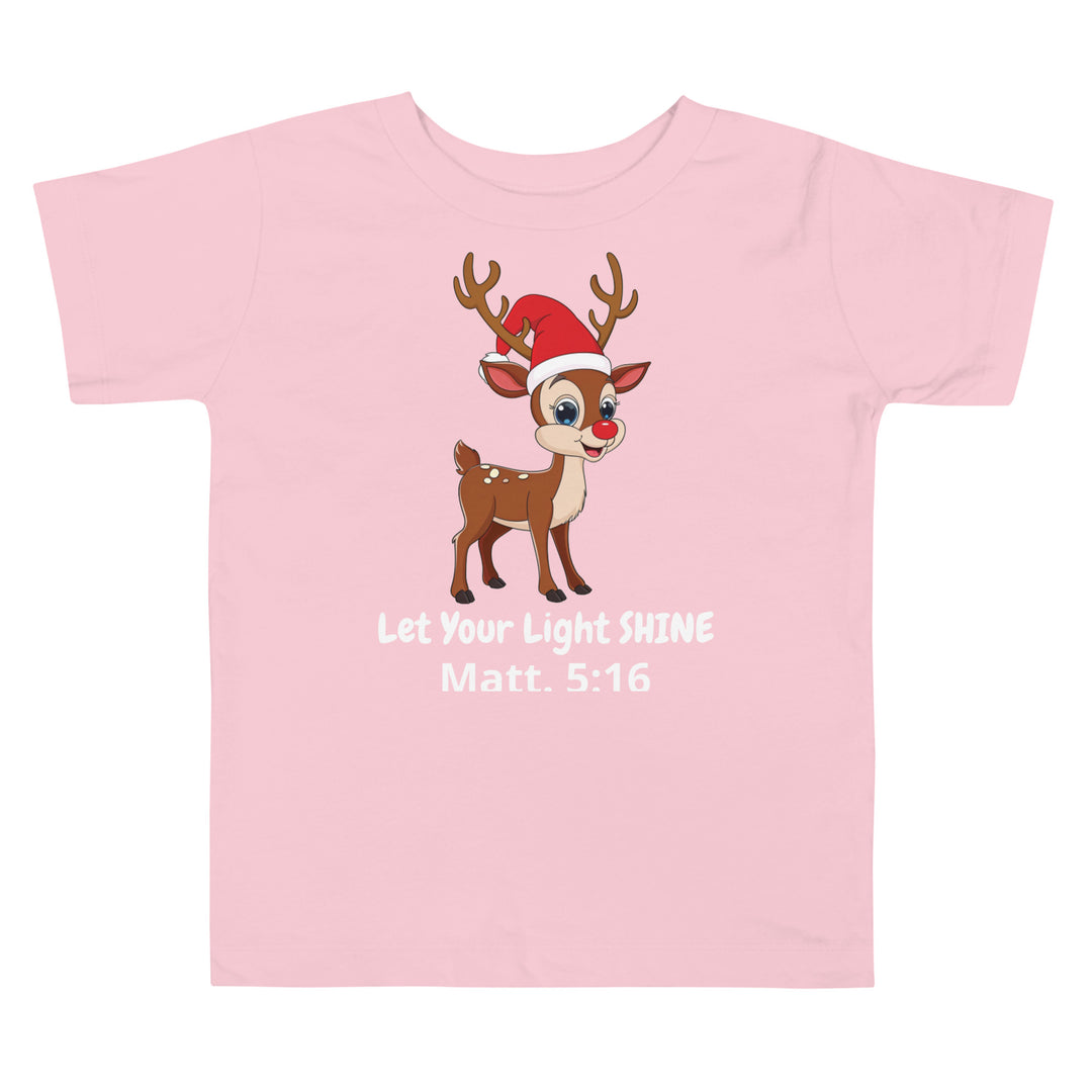 Let Your Light Shine Reindeer Christmas Christian Toddler T-Shirt