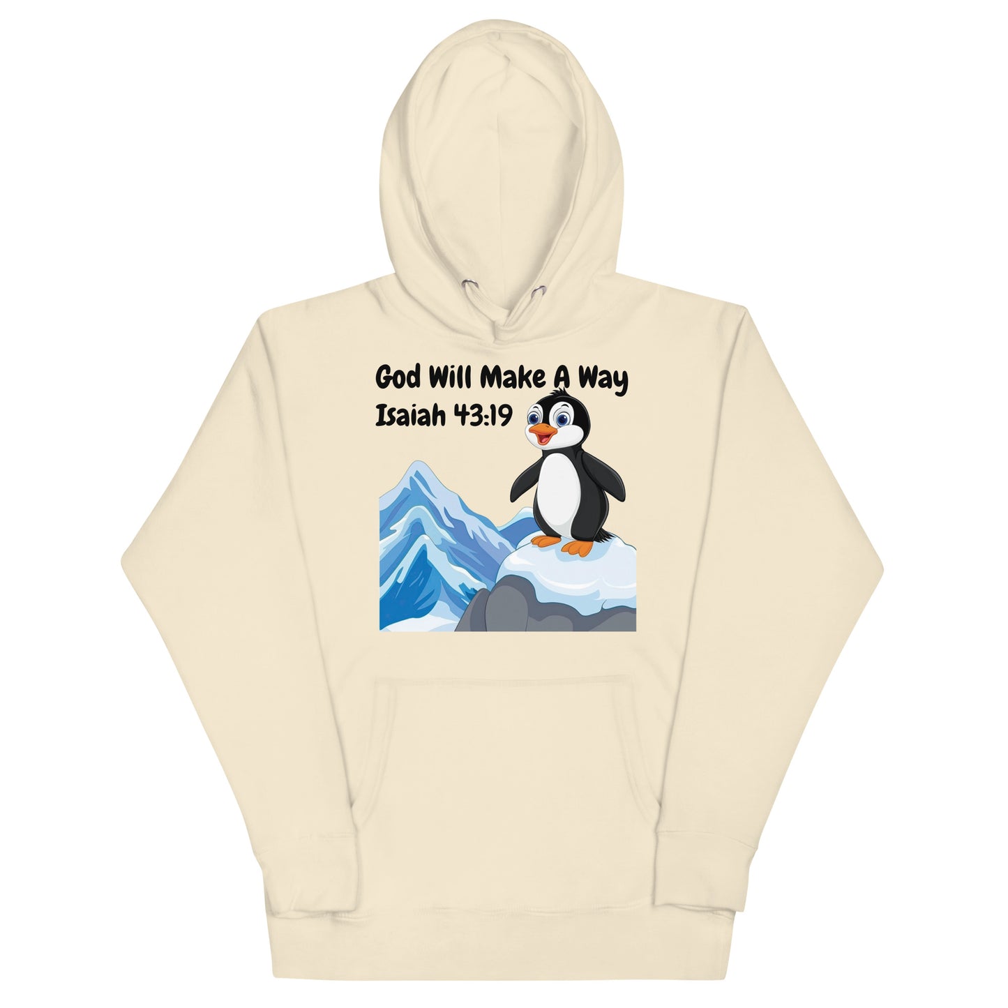 God Will Make A Way Isaiah 43:19 Christian Penguin Adult Unisex Hoodie (Runs Small)