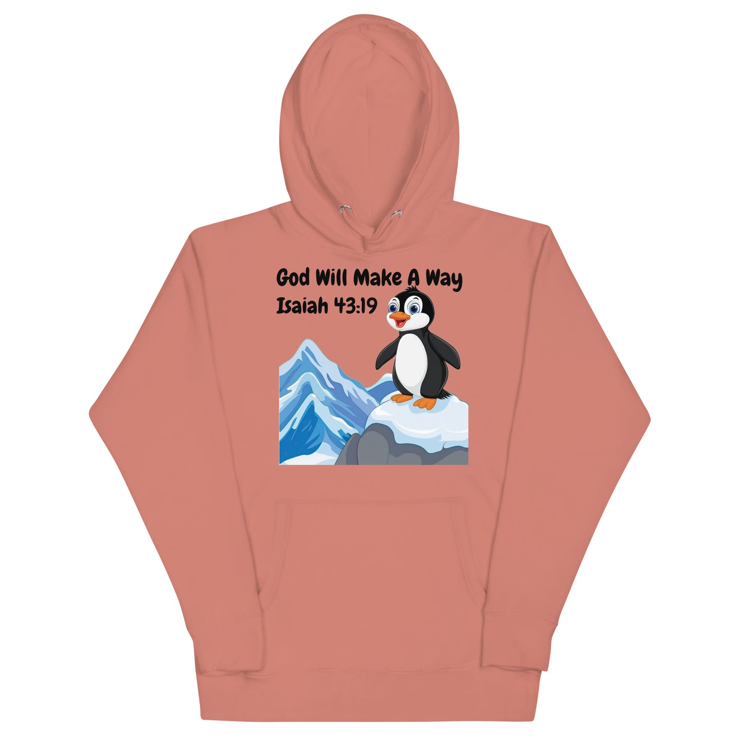 God Will Make A Way Isaiah 43:19 Christian Penguin Adult Unisex Hoodie (Runs Small)