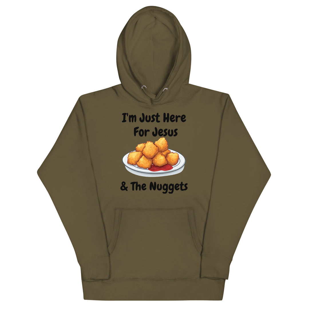 I'm Just Here For Jesus & The Nuggets Christian Adult Unisex Hoodie (Runs Small)