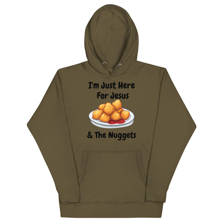 I'm Just Here For Jesus & The Nuggets Christian Adult Unisex Hoodie (Runs Small)