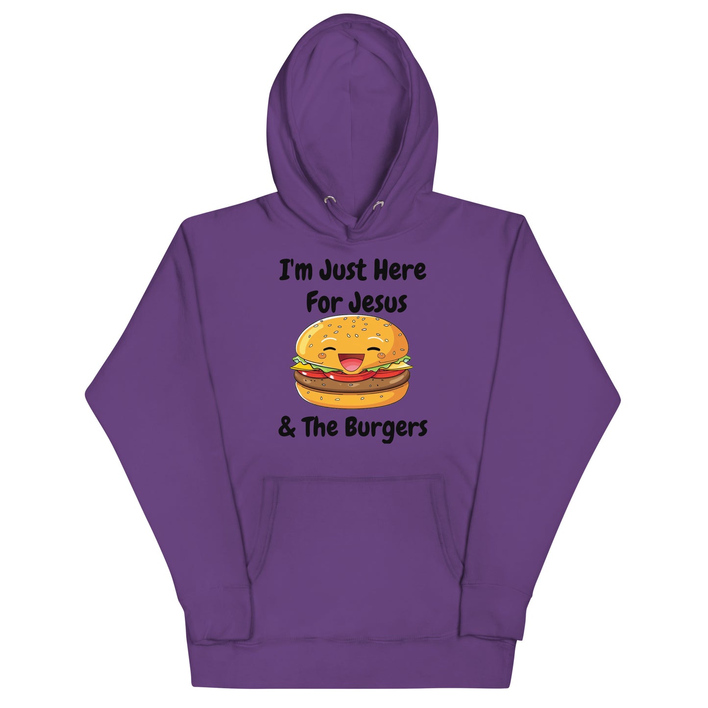 I'm Just Here For Jesus & The Burgers Christian Adult Unisex Hoodie (Runs Small)