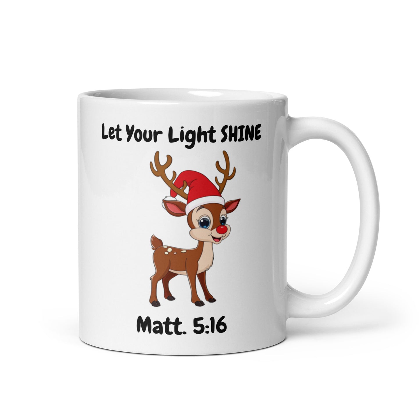 Let Your Light Shine Reindeer Christmas Matt. 5:16 Coffee Mug